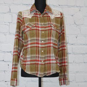 Flannel Western Shirt with Lace